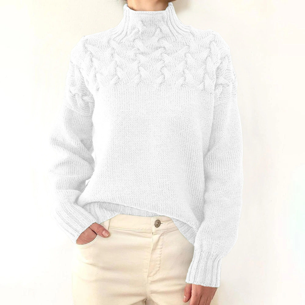 Mella Turtleneck Knit Sweater in white