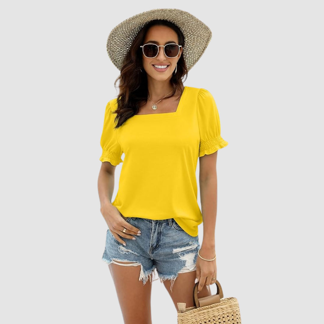 C Lina Square Neck Top in yellow